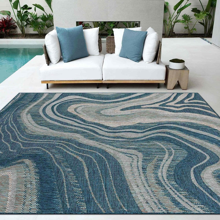 HR Waterproof Ocean Pattern Abstract Outdoor Rug - Stain and Fade-Resistant-#1661