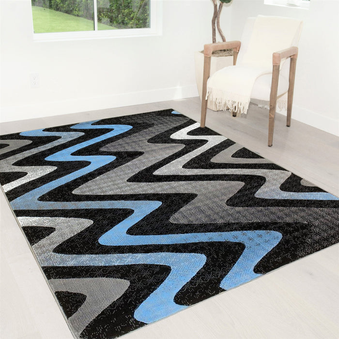 Abstract Area Rug Modern Zigzag Wave #66