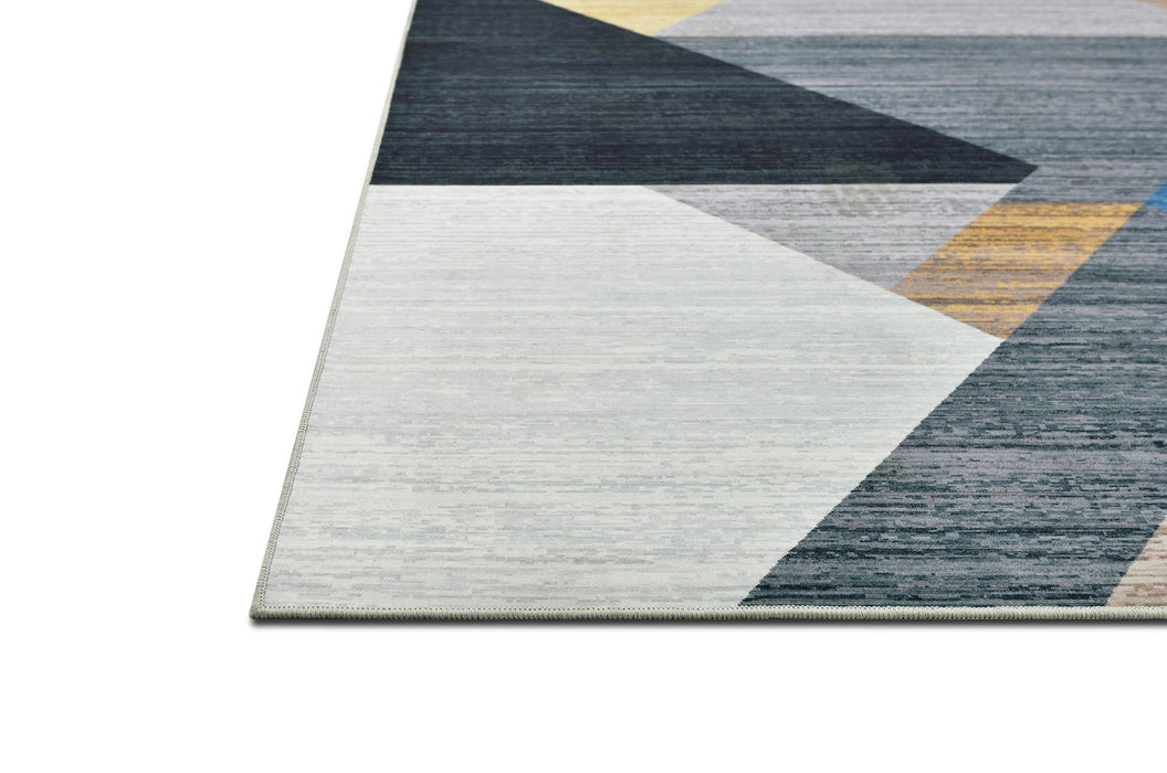 HR Geometric Area Rug - Non-Slip Rubber Backing # 1109