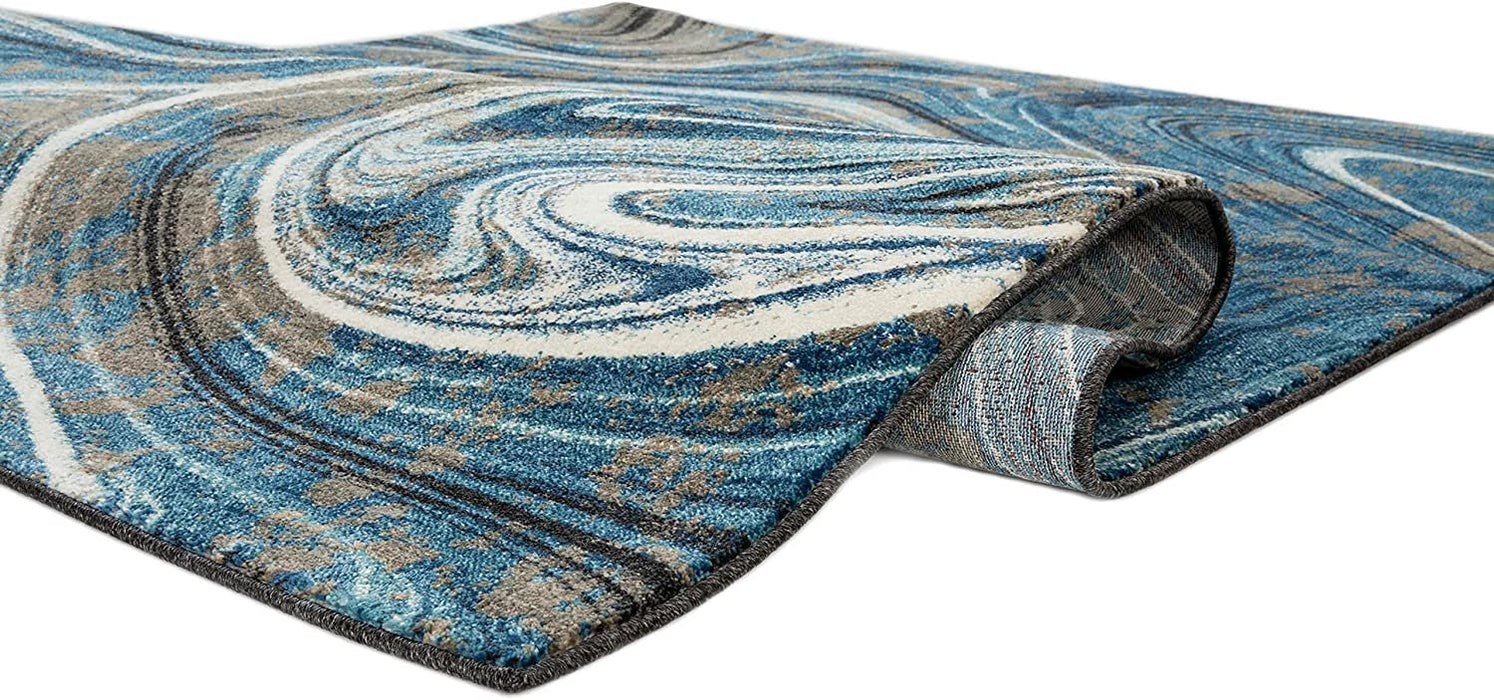 Marble Rugs Grey Blue Multi Color Abstract Livingroom #77