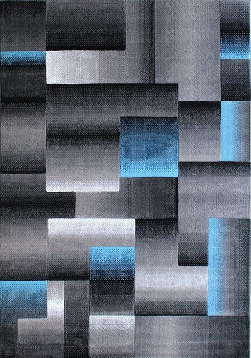 Handcraft Rugs Blue/Silver/Gray Abstract Geometric Modern Squares Pattern Area Rug 2 ft. by 3 ft. (Doormat)