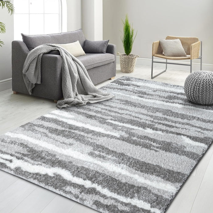 HR Modern Abstract Shag Area Rug Luxurious Soft Plush Texture for Contemporary Home Decor, #26224