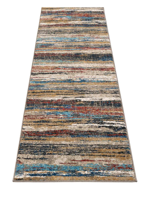 Stripped Design Rugs Blue Burgundy Multi Color Abstract  #96