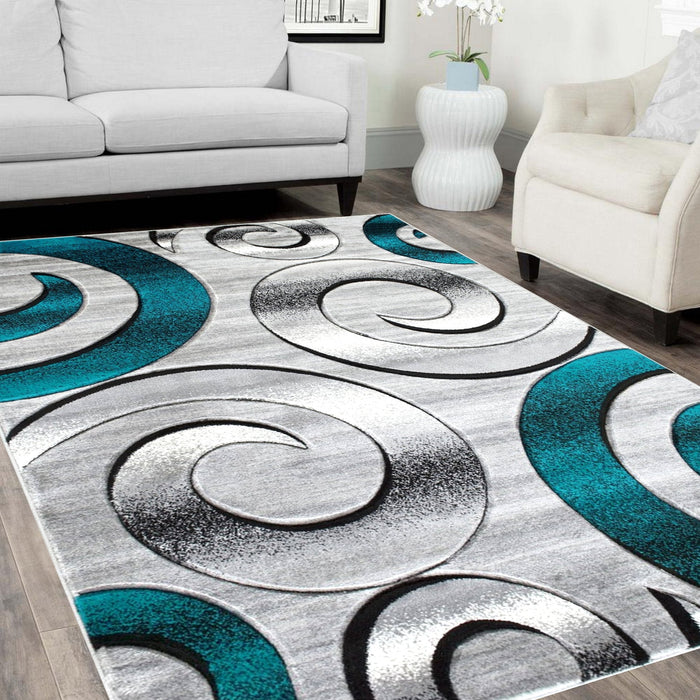 Swirls Hand Carved Area Rug #16