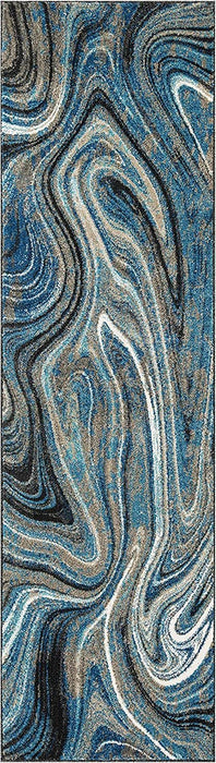 Marble Rugs Grey Blue Multi Color Abstract #77