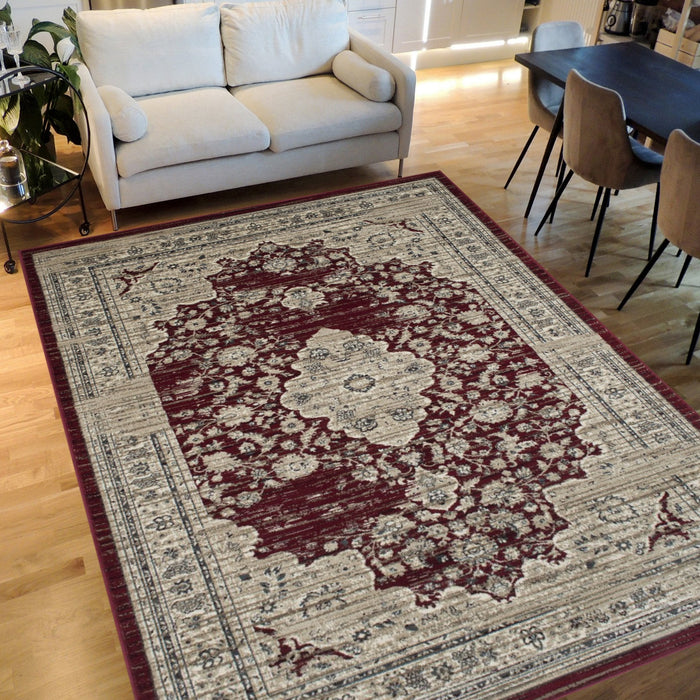 Floral Pattern Distressed Rug #93