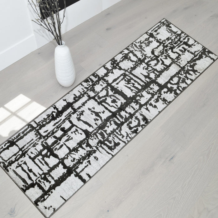 Rugs Bohemian Ultra-Soft, Easy Clean, Abstract, Bone Black and White 02