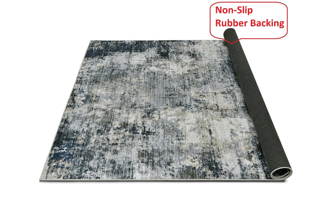 HR Abstract Area Rug - Non-Slip Rubber Backing, Polyester, Flat Texture # 1104