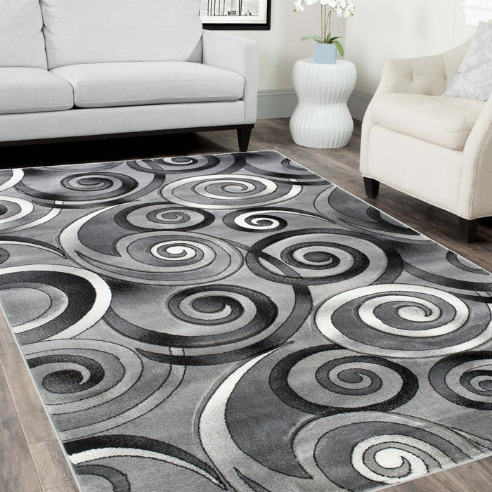 Swirls Contemporary Hand Carved Rugs #14