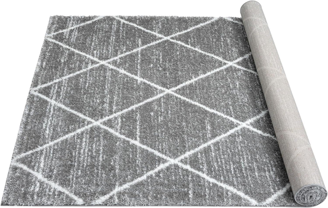 HR Luxurious Moroccan Diamond Shag Rug | Plush 1-Inch-High Pile Soft & Durable Area Rug  #26222