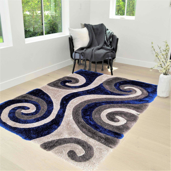 3-D Hand Curved Shaggy Rug #05