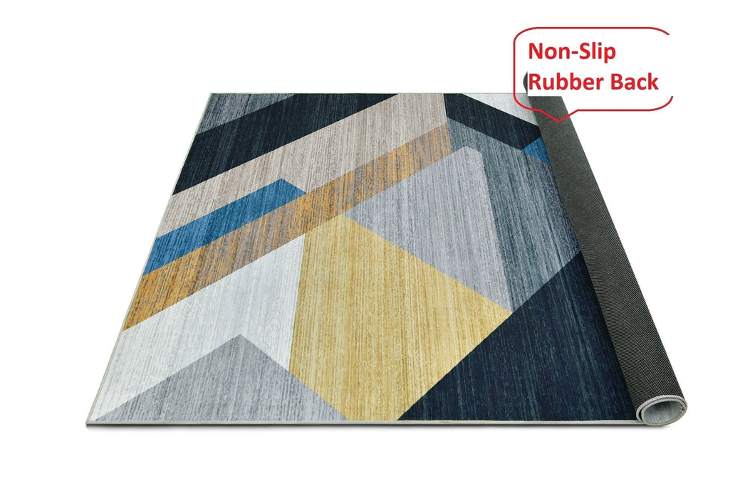 HR Geometric Area Rug - Non-Slip Rubber Backing # 1109