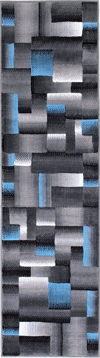 Handcraft Rugs Blue/Silver/Gray Abstract Geometric Modern Squares Pattern Area Rug 2 ft. by 3 ft. (Doormat)