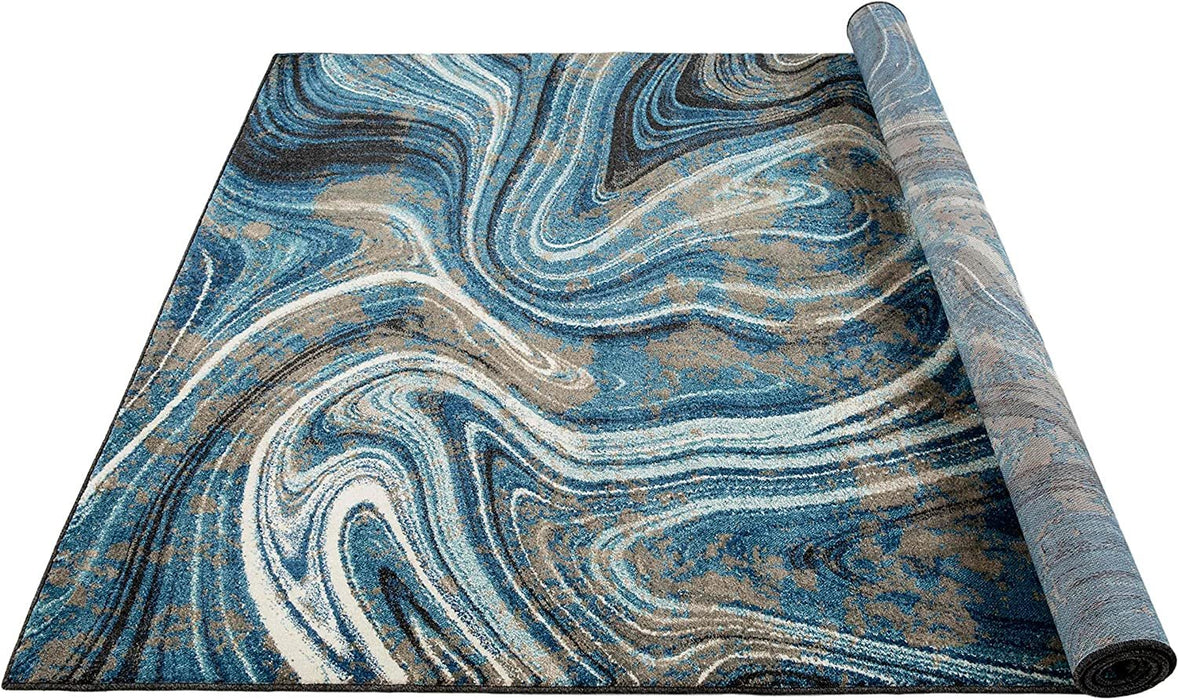 Marble Rugs Grey Blue Multi Color Abstract Livingroom #77