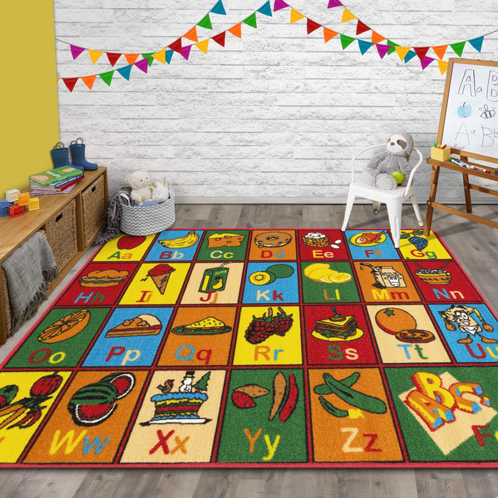 Teaching ABC Food/Fruits Kids Educational Play mat Non-Slip