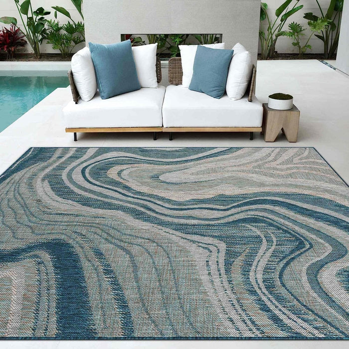 HR Waterproof Ocean Pattern Abstract Outdoor Rug - Stain and Fade-Resistant-#1661