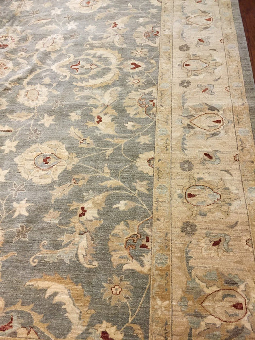 Hand Knotted Pakistani Rug-Ziegler-Gray/Beige/Multi-(12 by 14.5 Feet)