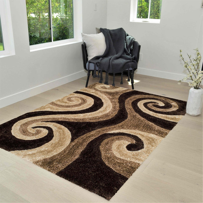 3-D Hand Curved Shaggy Rug #05