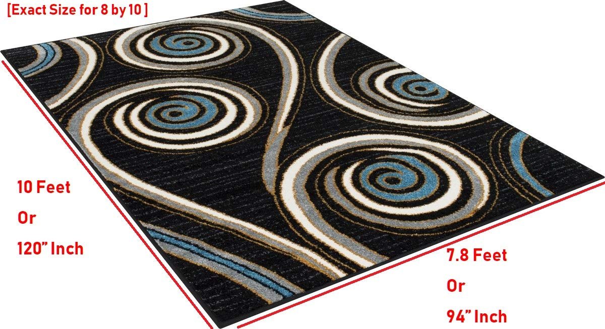 Swirls Pattern Peacock Design Area Rug Black/Blue