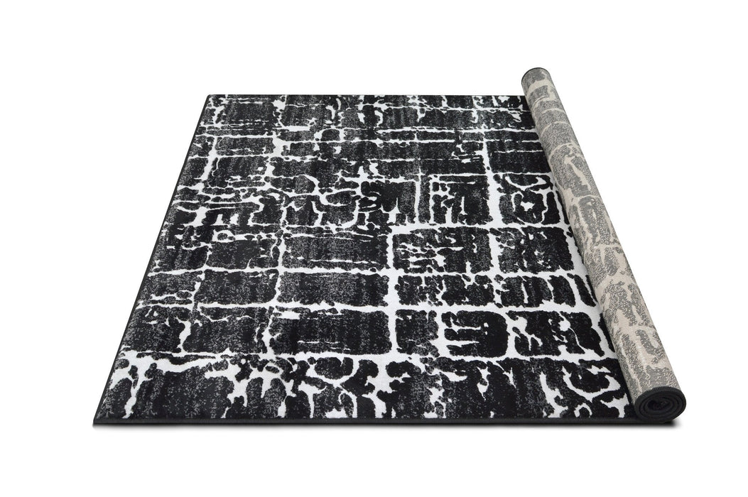 Rugs Bohemian Ultra-Soft, Easy Clean, Abstract, Bone Black and White 02