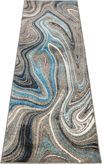 Marble Rugs Grey Blue Multi Color Abstract Livingroom #77