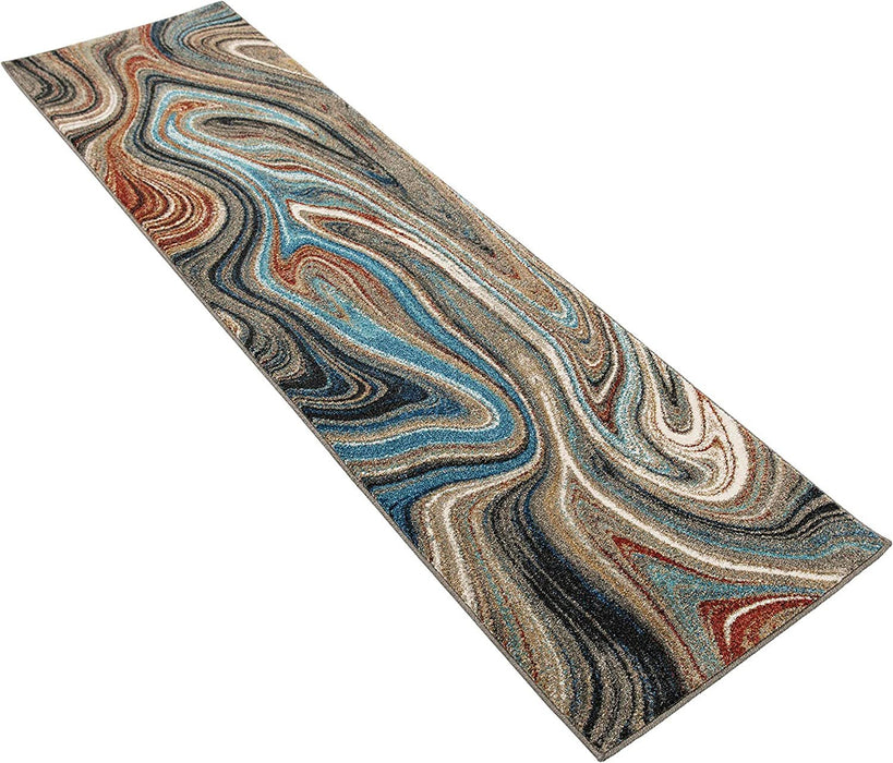 Marble Rugs Grey Blue Multi Color Abstract #77