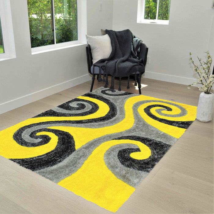 3-D Hand Curved Shaggy Rug #05