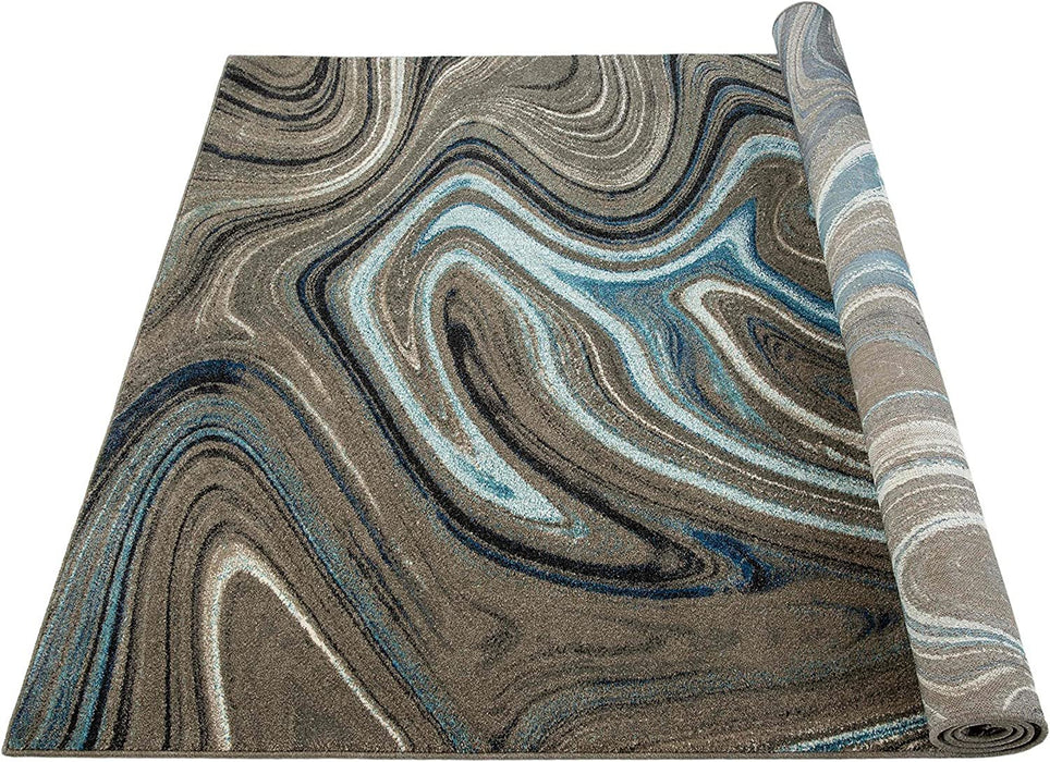 Marble Rugs Grey Blue Multi Color Abstract #77