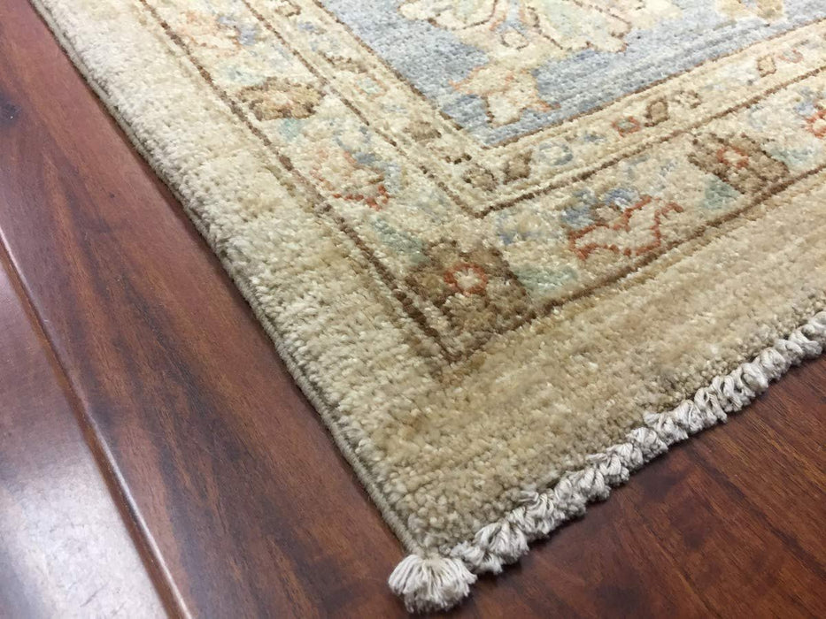 Authentic Handmade fine Pakistan Rug-Wool Ziegler Pattern Stone Washed-Sky Gray/Ivory-(9 by 12.2 Feet)