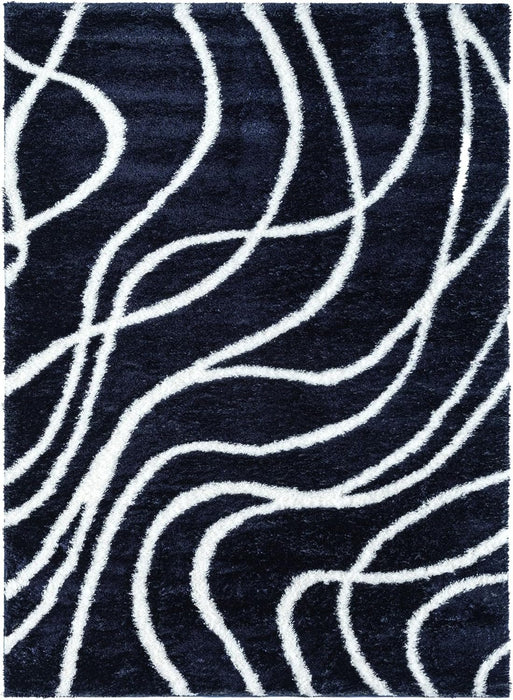 HR Plush Wave-Patterned Shag Rug 1-Inch Thick Soft High Pile, Stain-Resistant Carpet for Living Room #26223