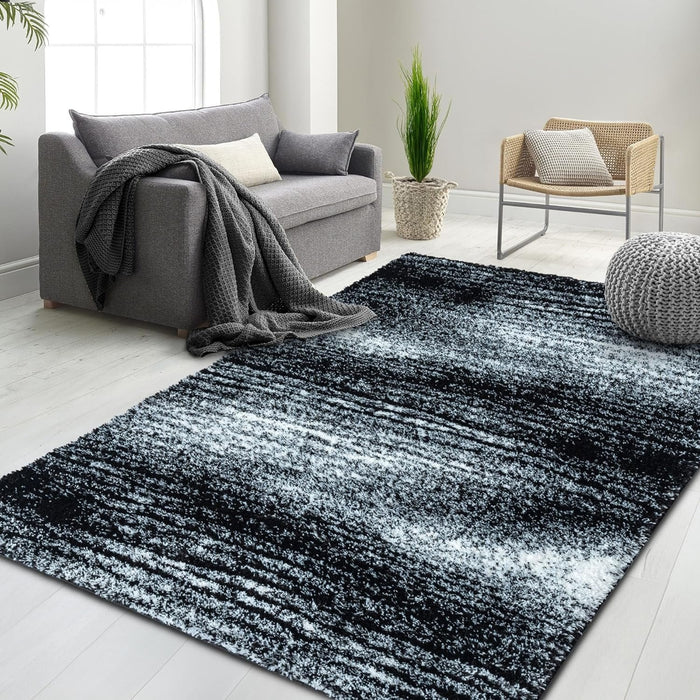 HR Luxurious Beige Shaggy Rug with Deep Pile - Soft Plush Texture, Abstract Pattern, Durable & Comfortable #26228