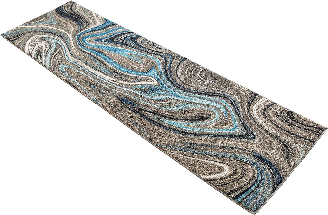 Marble Rugs Grey Blue Multi Color Abstract #77