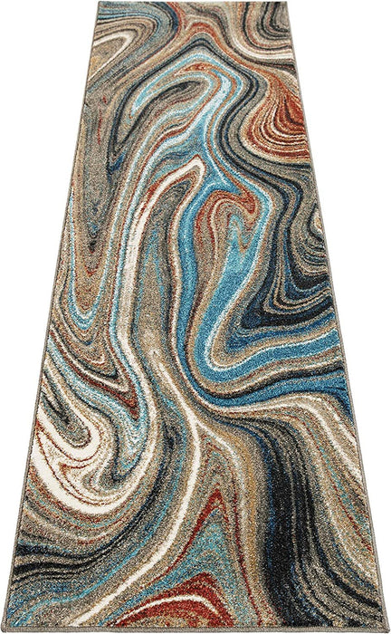 Marble Rugs Grey Blue Multi Color Abstract #77