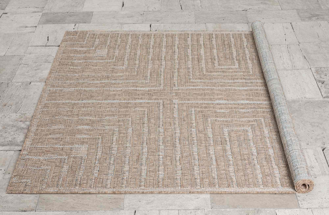 HR Waterproof Geometric Striped Outdoor Rug: Stain/Fade-Resistant #1667