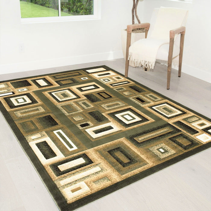 Frame/Boxy/Cube Pattern-Shed Free Rug