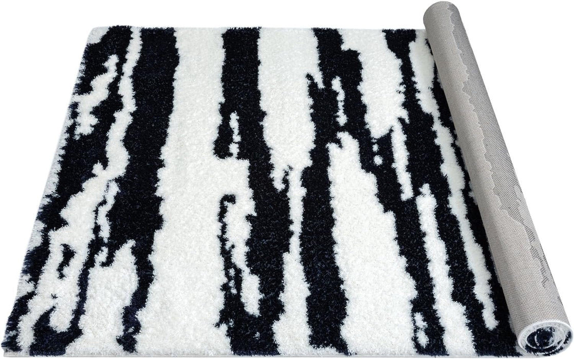 HR Modern Abstract Shag Area Rug Luxurious Soft Plush Texture for Contemporary Home Decor, #26224