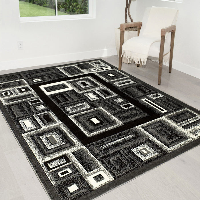 Frame/Boxy/Cube Pattern-Shed Free Rug