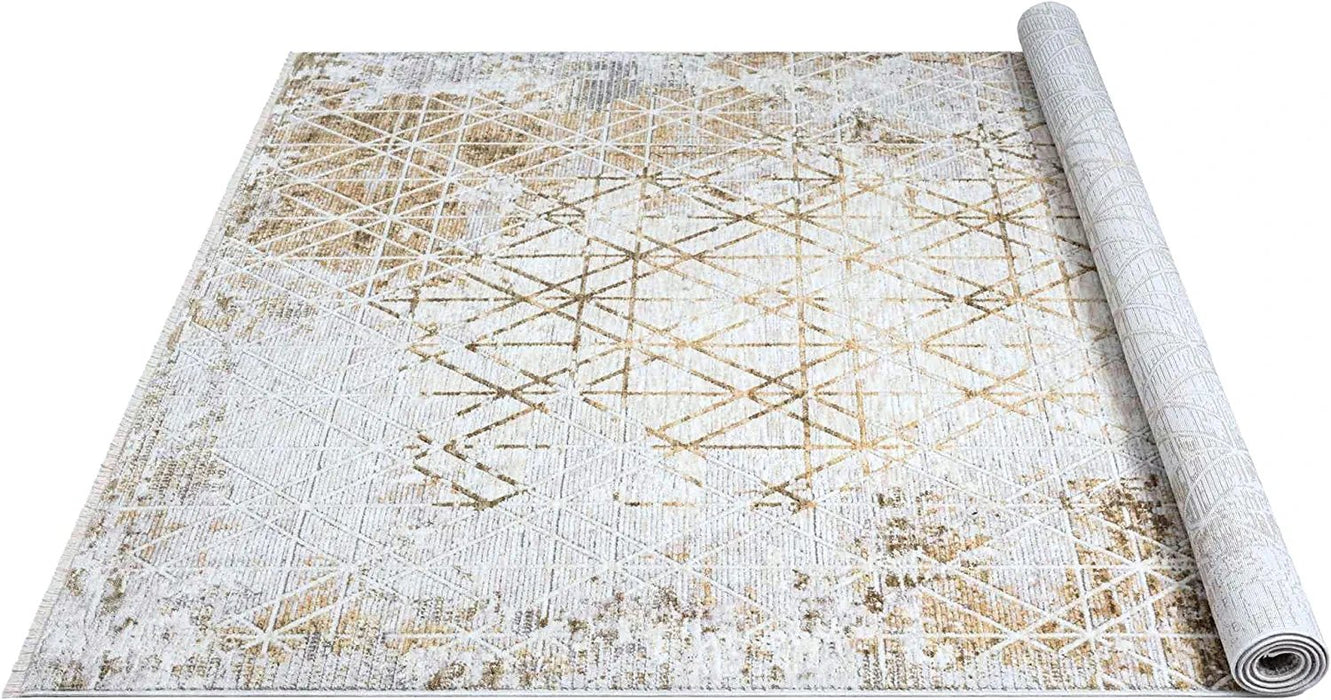 HR Area Rug Marble Rug Gold Floor Mat Gold, Mocha, Bone #47