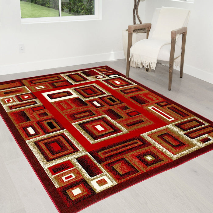 Frame/Boxy/Cube Pattern-Shed Free Rug