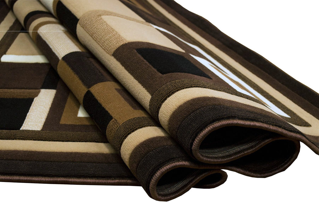 Living Room Rugs- Geometric Brown/Beige/Ivory/Chocolate