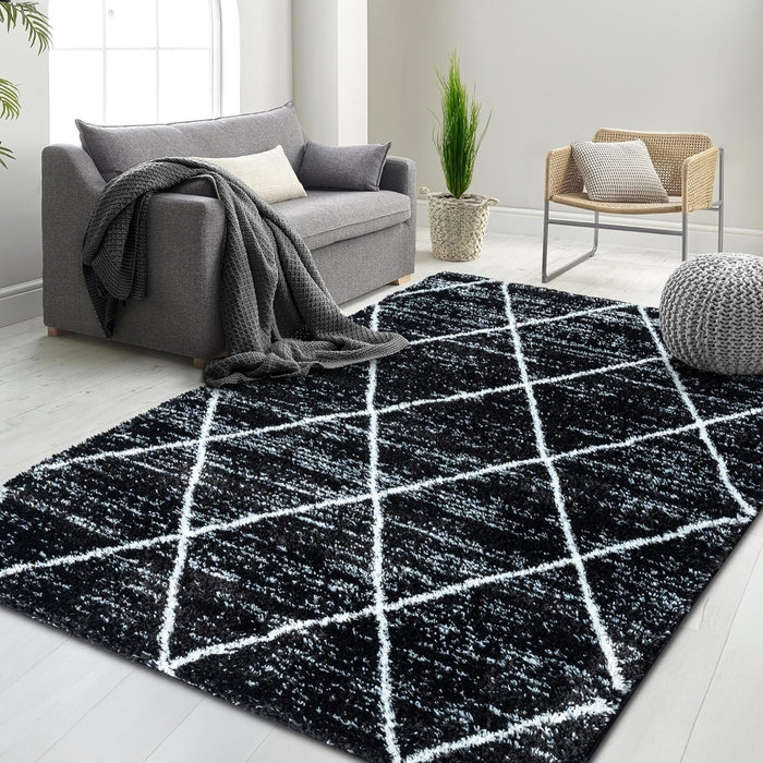 HR Luxurious Moroccan Diamond Shag Rug | Plush 1-Inch-High Pile Soft & Durable Area Rug  #26222