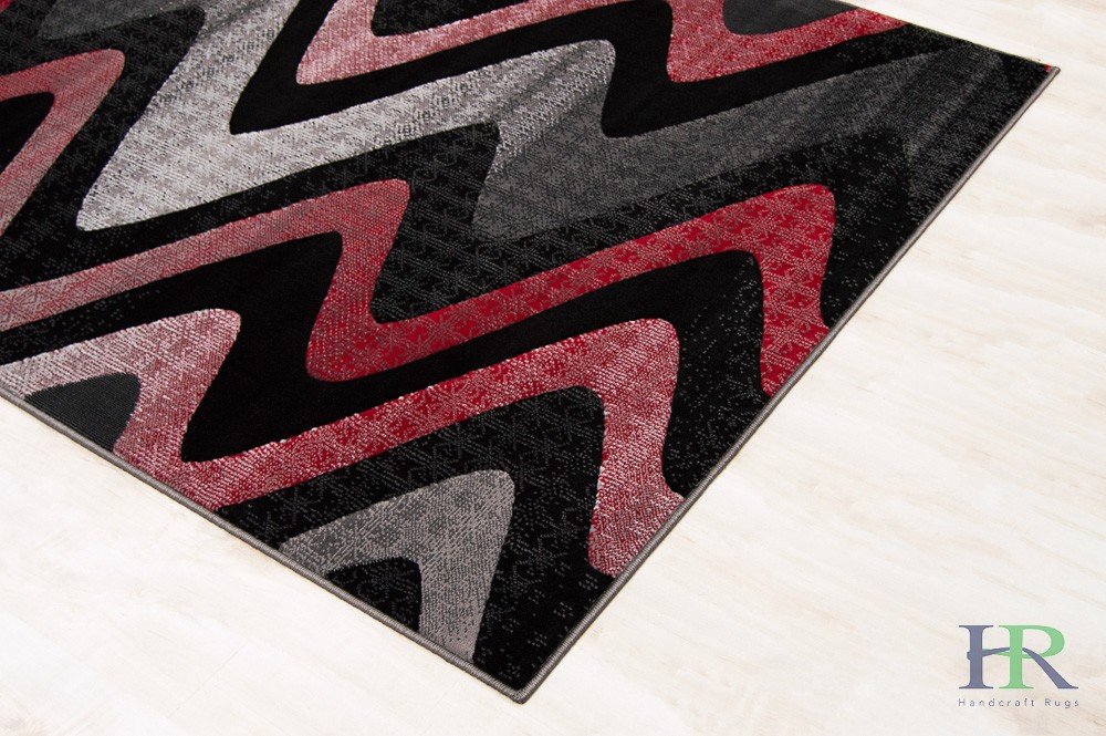 Abstract Area Rug Modern Zigzag Wave #66