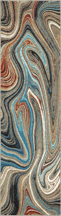 Marble Rugs Grey Blue Multi Color Abstract #77