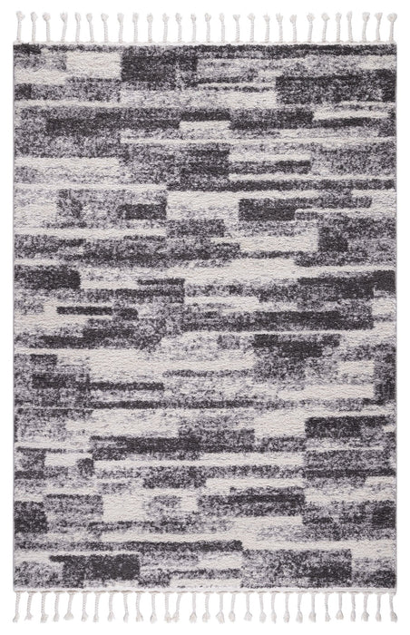 Abstract Area Rugs Bohemian, Black Ivory and Gray