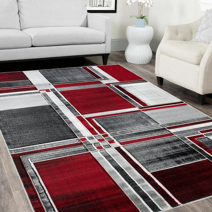 Cubism/Squares Modern  Hand Carved Area Rug 15