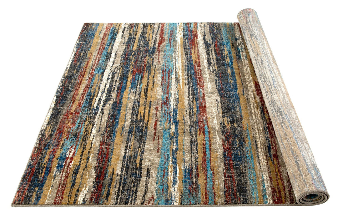 Stripped Design Rugs Blue Burgundy Multi Color Abstract  #96