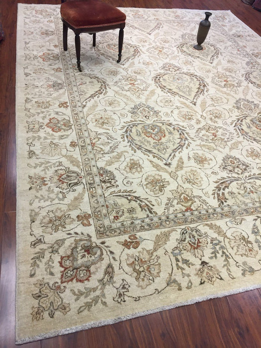 Hand Knotted Pakistani Rug-Ziegler-Ivory/Beige/Multi-(9.1 by 11.10 Feet)