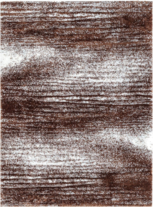 HR Luxurious Beige Shaggy Rug with Deep Pile - Soft Plush Texture, Abstract Pattern, Durable & Comfortable #26228