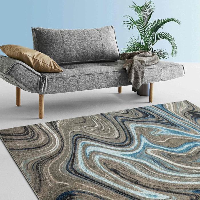 Marble Rugs Grey Blue Multi Color Abstract Livingroom #77