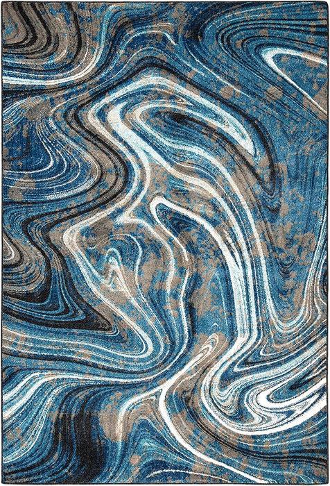 Marble Rugs Grey Blue Multi Color Abstract #77